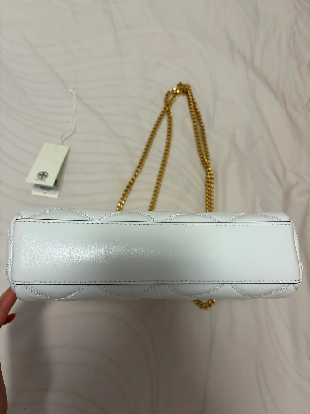 Tory Burch White Quilted Chain-Handle Shoulder Bag